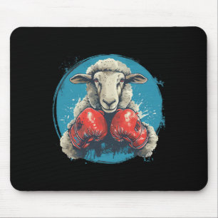 Mousepad Ovelha Boxer Com Luvas de Boxe Kickboxing Engraçad