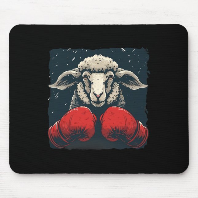 Mousepad Ovelha Boxer Com Luvas de Boxe Kickboxing Engraçad (Frente)