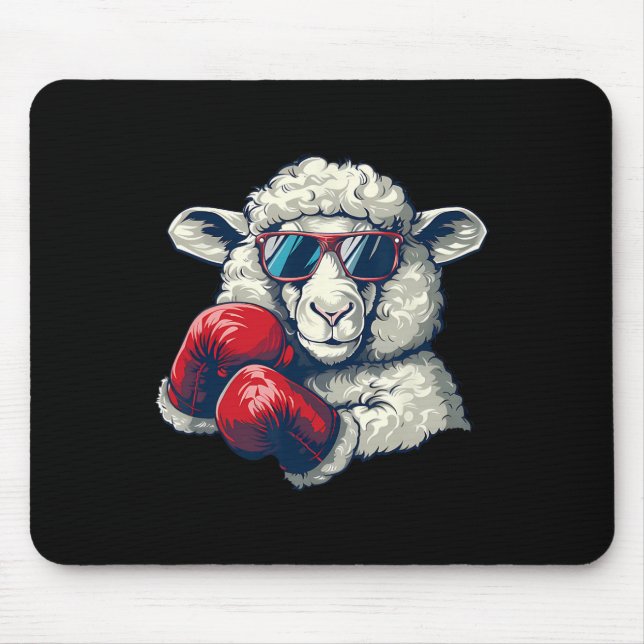 Mousepad Ovelha de Boxe Luvas de Boxe Lamb Kickboxing Engra (Frente)