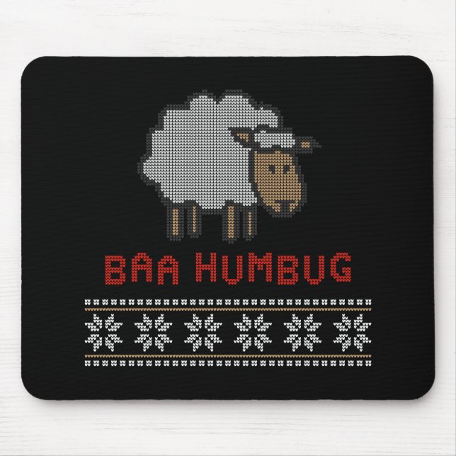 Mousepad Ovelha de Natal Baa Humbug (Frente)