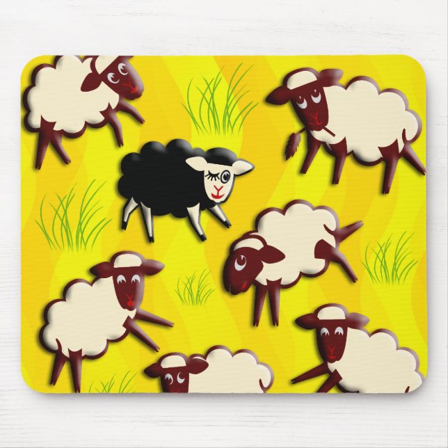 Mousepad Ovelha Negra | ondas amarelas (Frente)