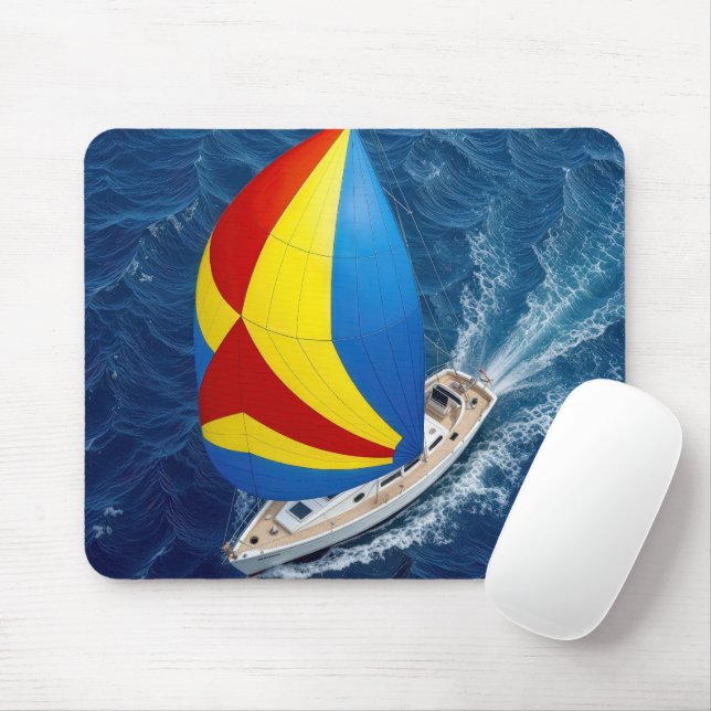 Mousepad Overhead View Of a Spinnaker On a Sailboat (Com mouse)