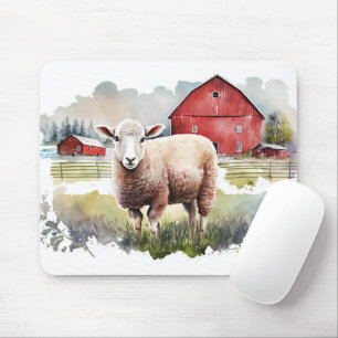 Mousepad Ovinos de Fazenda de Aquarela