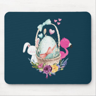 Mousepad Ovo Fresco, Flamingo Rosa e Coelhinho