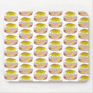 Mousepad Ovos Benedict Café da Manhã Comida Foodie Ham Rosa