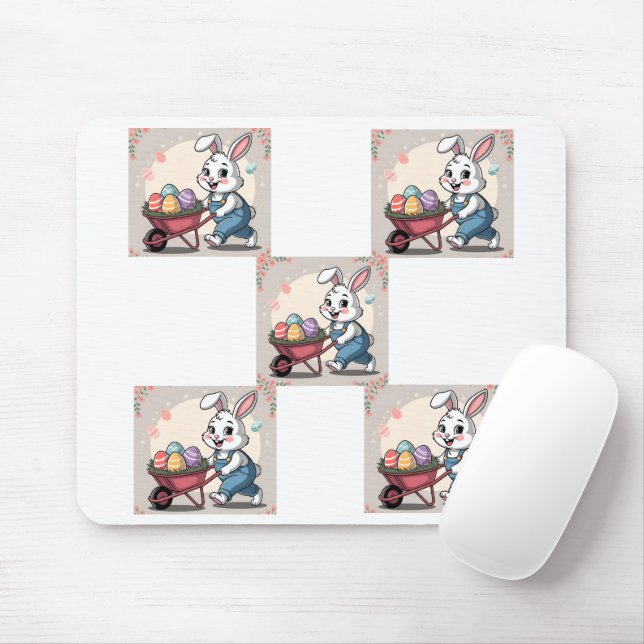 Mousepad Ovos de coelho da Páscoa e Barras de Rodas (Com mouse)