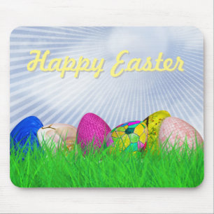 Mousepad Ovos de Páscoa Desordenados em Grama Barragens so