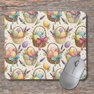 Mousepad Ovos de Páscoa em Cesta de Vime com Lavanda