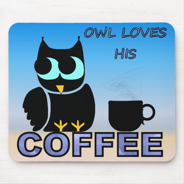 Mousepad Owl ama seu café (Frente)