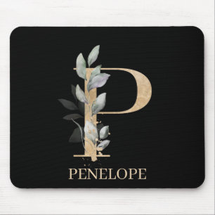 Mousepad P Monograma Floral Personalizado