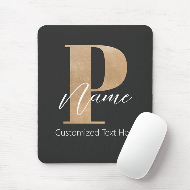 Mousepad P & Name Iniciais Monogramados Modernos Personaliz (Com mouse)