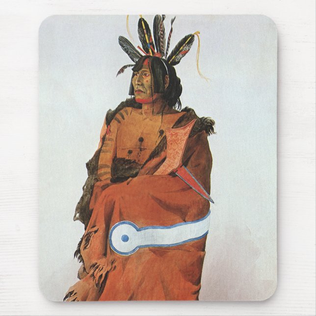 Mousepad Pachtuwa-Chta, Arikara Warrior Retrato de Bodmer (Frente)