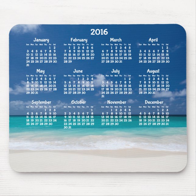 Mousepad Pad Beach do Mouse Calendário Anual Personalizado  (Frente)