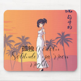 Mousepad Pad de Mouse Anime Girl Vaporwave | Neon Sunset Ae