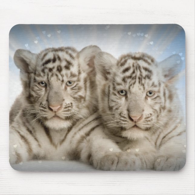 Mousepad Pad de Mouse com Cubos Brancos de Tigre (Frente)