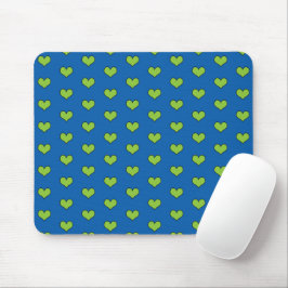 Mousepad Pad de Mouse de Padrão de Coração Azul e Verde