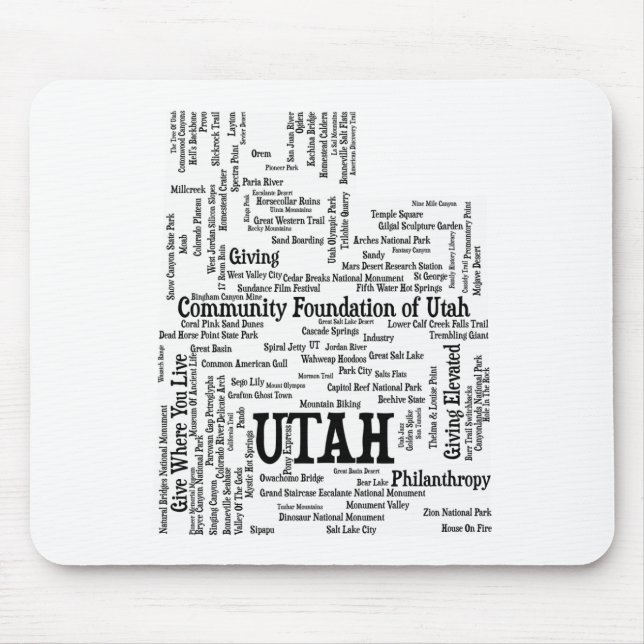 Mousepad Pad de Mouse em Nuvem Personalizado do Utah - Text (Frente)