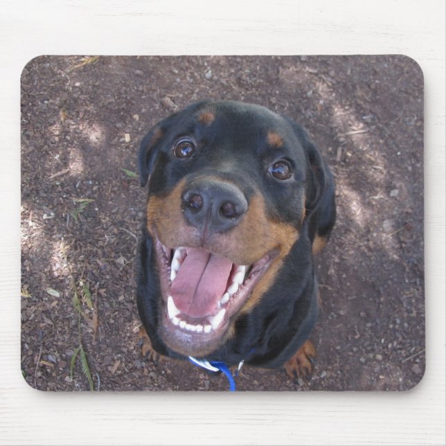 Mousepad Pad de Mouse Feliz Rottweiler (Frente)