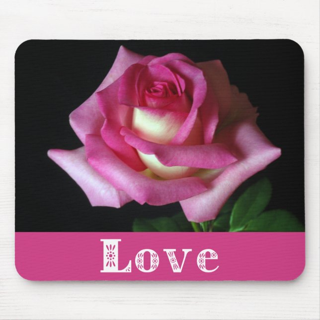 Mousepad Pad de Mouse Floral Rosa Rosa Rosa, Amor (Frente)