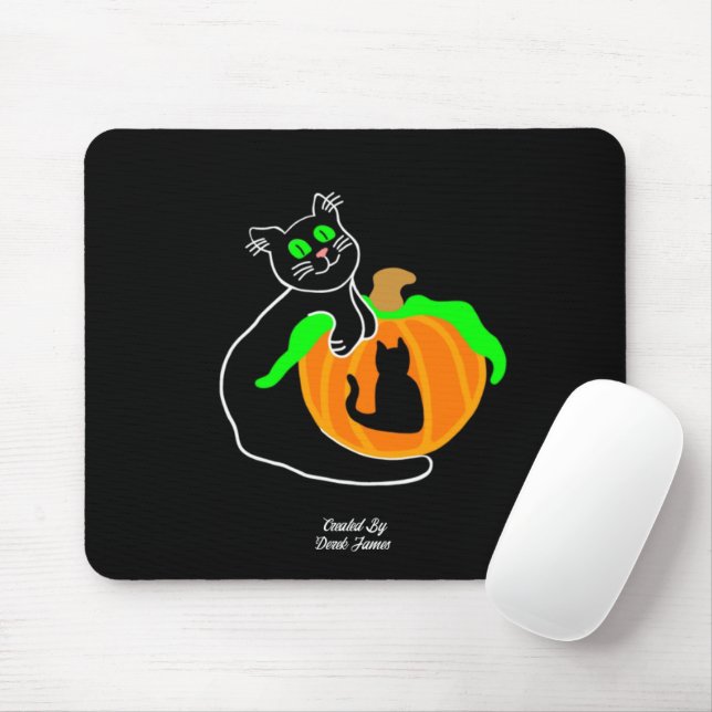 Mousepad Pad de Mouse Gato Pumpkin Preto (Com mouse)