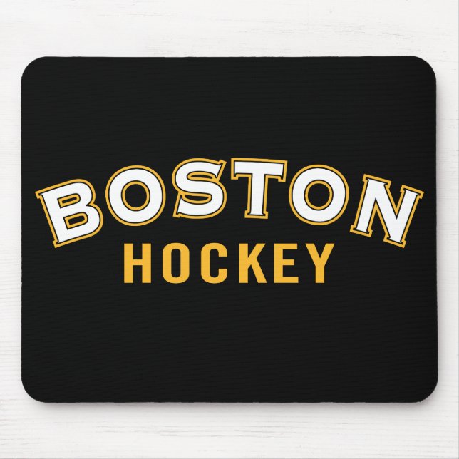 Mousepad Pad de Mouse Negro de Hóquei em Boston (Frente)