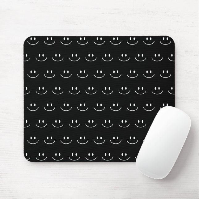 Mousepad Pad de Mouse Padrão de Sorriso Preto e Branco (Com mouse)