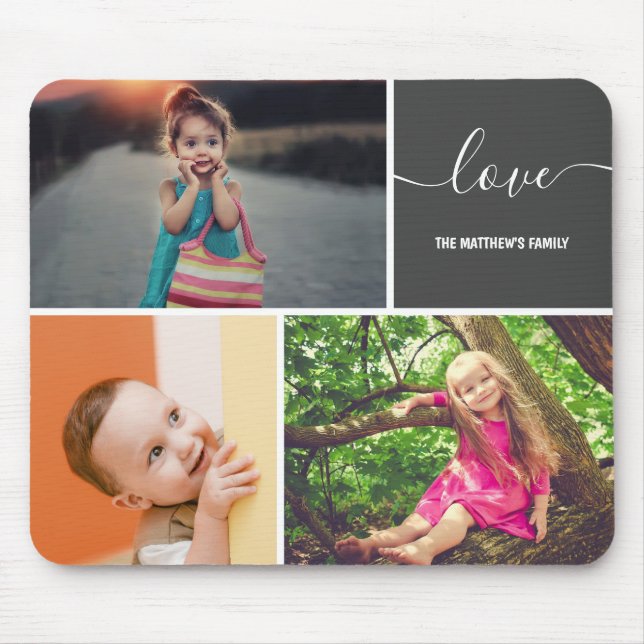 Mousepad Pad de Mouse Personalizado de Colagem de Três Foto (Frente)