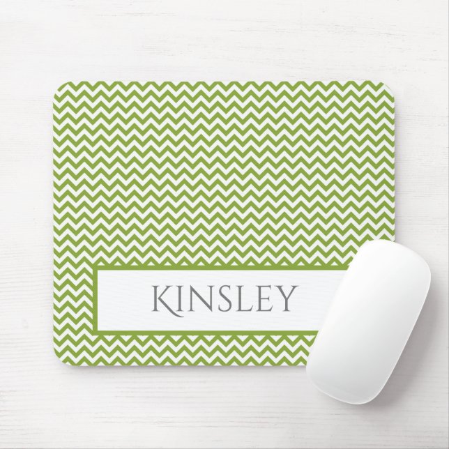 Mousepad Pad de Mouse Personalizado Verde Simples Chevron (Com mouse)