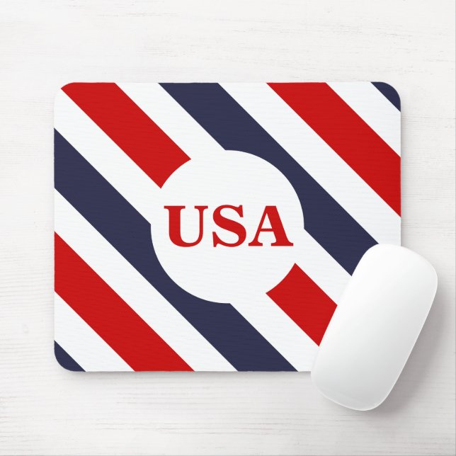 Mousepad Pad de Mouse Vermelho e Azul Stripados EUA (Com mouse)