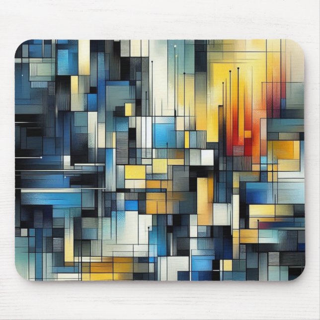 Mousepad Pad do mouse Abstrato azul e Dourado (Frente)