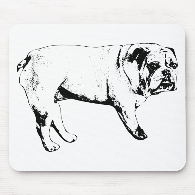 Mousepad Pad do Mouse Bulldog de Linha Limpa (Frente)