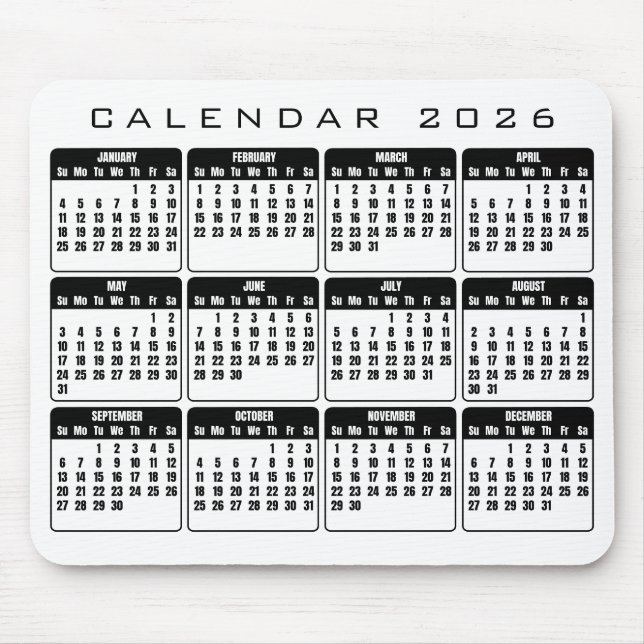 Mousepad Pad do mouse Calendar 2026 (Frente)