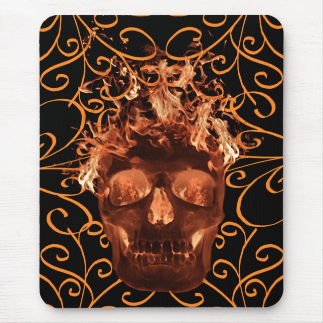 Mousepad Pad do Mouse Caveira Laranja (Frente)