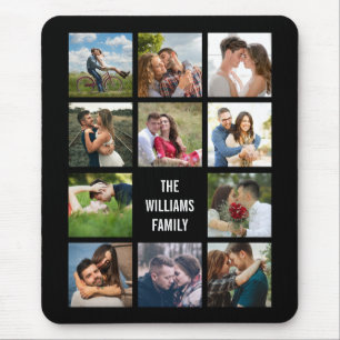 Mousepad Pad do mouse Colagem de Fotos de Casamento Negro