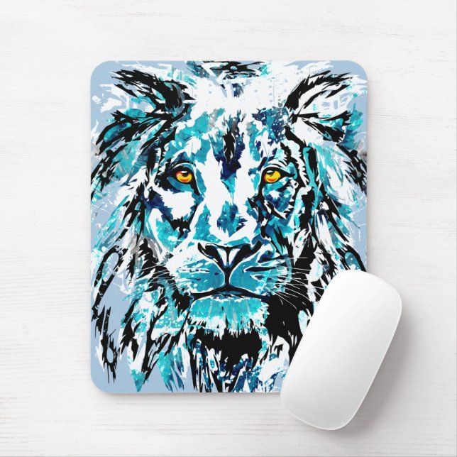 Mousepad Pad do mouse da cabeça do leão azul | Lion Mousepa (Com mouse)