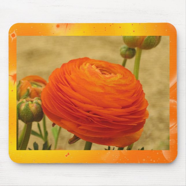 Mousepad Pad do mouse da Flor Laranja (Frente)