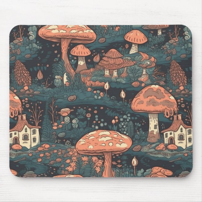 Mousepad Pad do Mouse da Vila da Floresta de Cogumelo Escur (Frente)