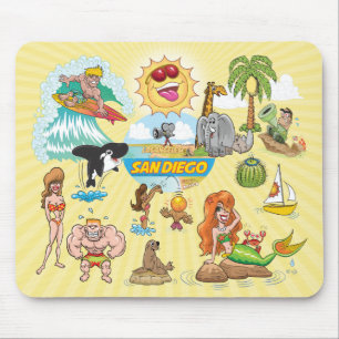 Mousepad Pad do mouse de animação Zany San Diego