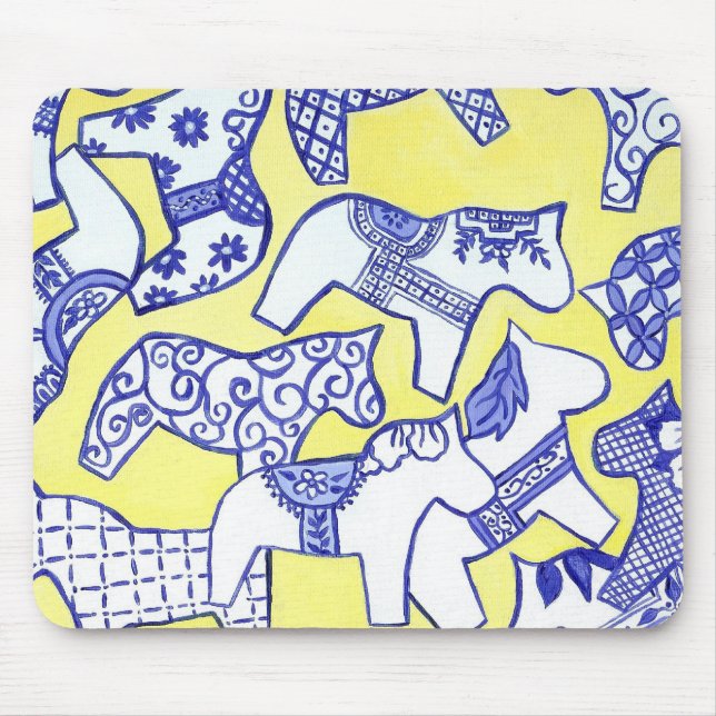 Mousepad Pad do Mouse de Cavalo Azul e Branco (Frente)