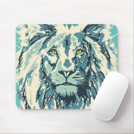 Mousepad Pad do mouse de leão azul - Cabeça retrô azul