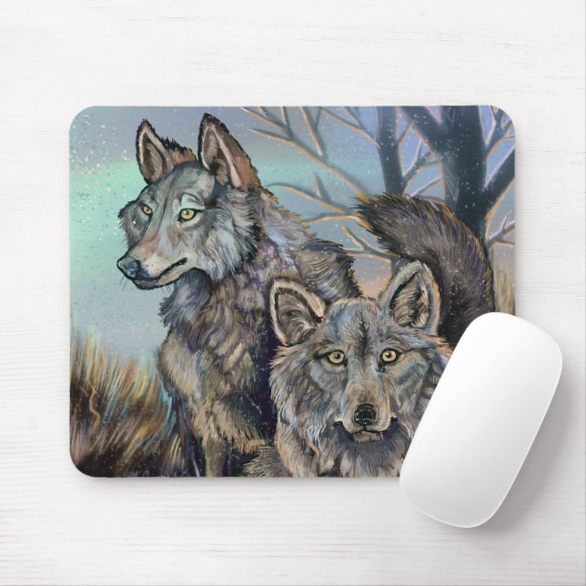 Mousepad Pad do Mouse do inverno de Lobos Árticos (Com mouse)