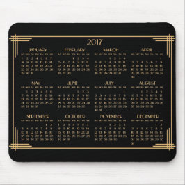 Mousepad Pad do mouse Dourado Art Deco Calendar 2017