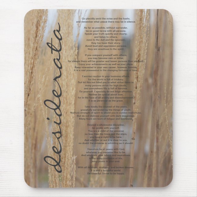 Mousepad Pad do mouse natureza Desiderata (Frente)