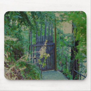 Mousepad Pad do mouse - Porta do bambu no jardim da florest