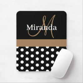 Mousepad Pad do mouse preto branco Bolinhas branco marrom
