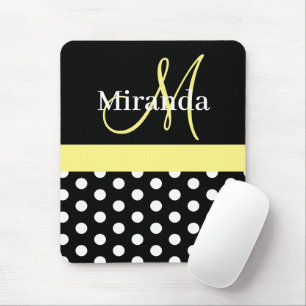 Mousepad Pad do mouse preto branco de Bolinhas branca amare