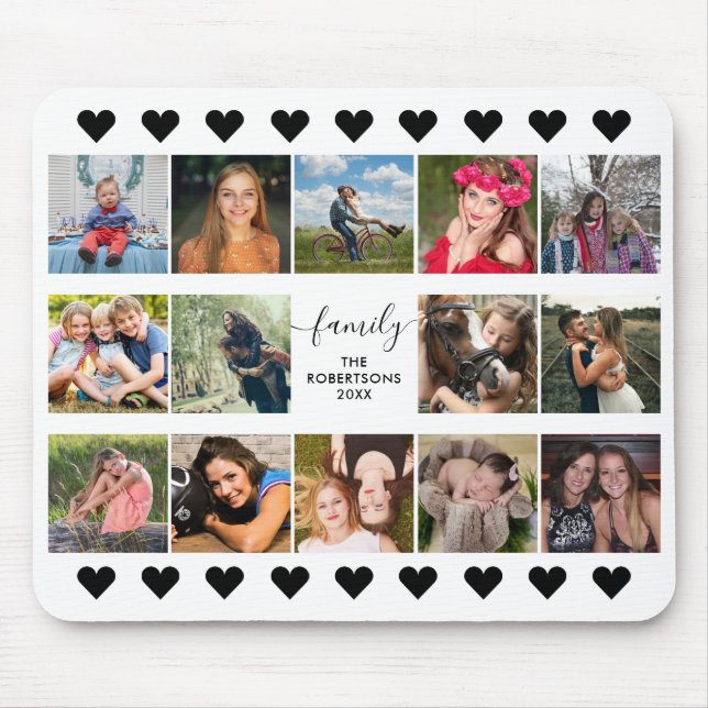 Mousepad Pad do mouse preto colagem de fotos (Frente)