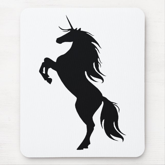 Mousepad Pad do mouse preto Unicorn silhueta (Frente)