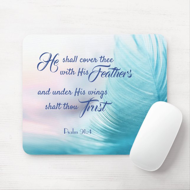 Mousepad Pad do mouse Psalm 91:4 - Versão do King James (Com mouse)