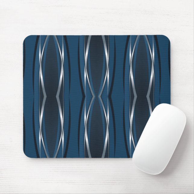 Mousepad Pad do mouse - Retro de Prata Azul Marinha (Com mouse)
